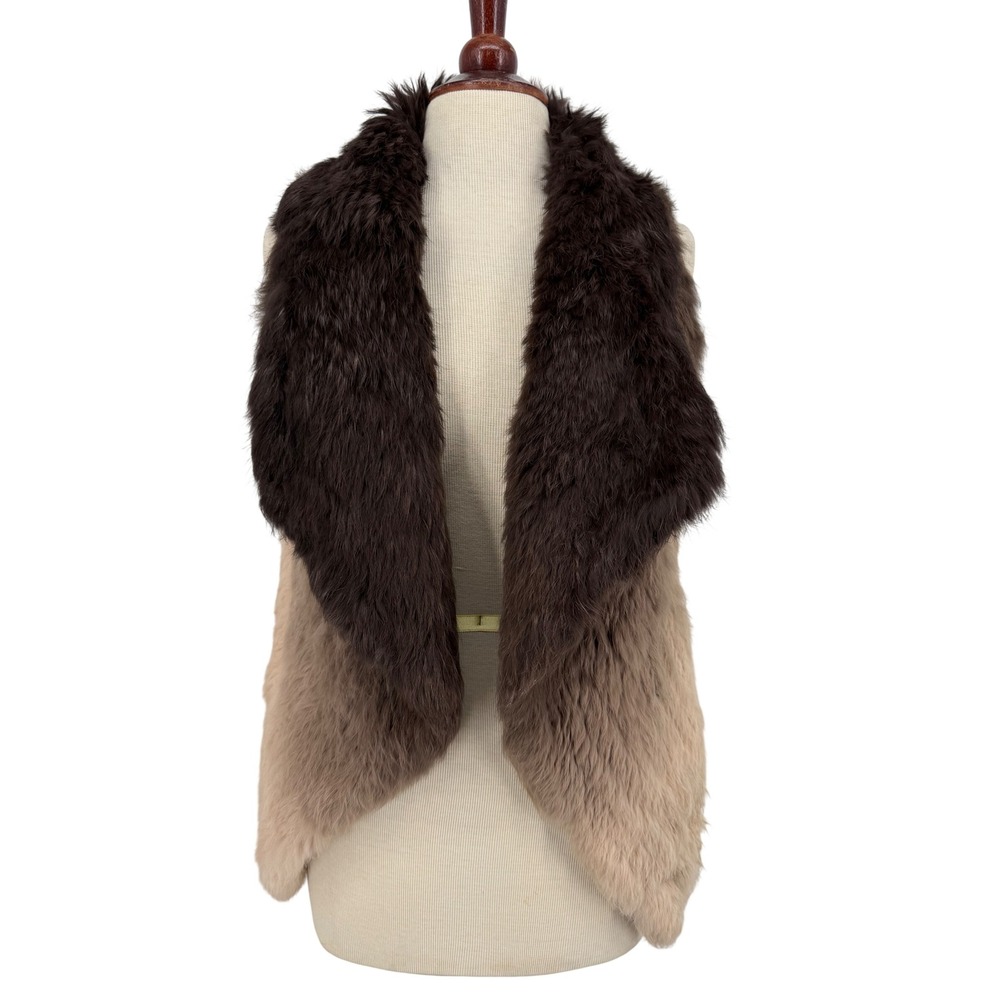 La Fiorentina Rabbit Open Fur Vest OS Brown Ombré